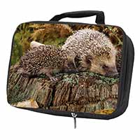 Mother and Baby Hedgehog Black Insulated School Lunch Box/Picnic Bag