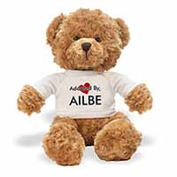 Adopted By AILBE Teddy Bear Wearing a Personalised Name T-Shirt