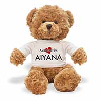 Adopted By AIYANA Teddy Bear Wearing a Personalised Name T-Shirt