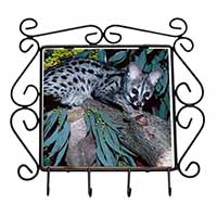 Wild Genet Cat Wildlife Print Wrought Iron Key Holder Hooks Christmas Gift