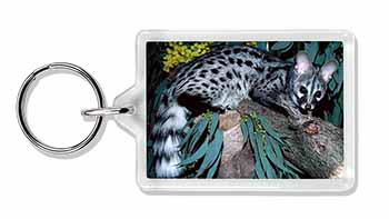 Wild Genet Cat Wildlife Print Photo Keyring Animal Gift