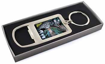 Wild Genet Cat Wildlife Print Chrome Metal Bottle Opener Keyring in Box Gift Ide