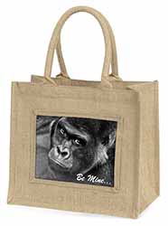 Be Mine! Gorilla Natural/Beige Jute Large Shopping Bag