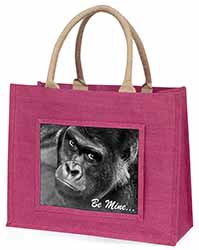 Be Mine! Gorilla Large Pink Jute Shopping Bag