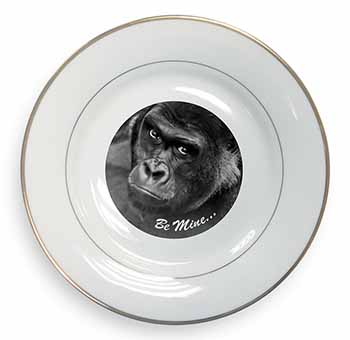 Be Mine! Gorilla Gold Rim Plate Printed Full Colour in Gift Box