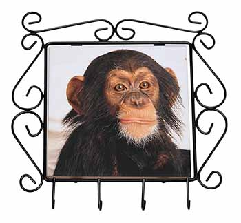 Chimpanzee Wrought Iron Key Holder Hooks