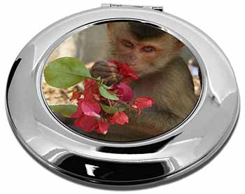 Monkey with Flowers Make-Up Round Compact Mirror Christmas Gift