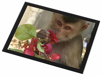 Monkey with Flowers Black Rim Glass Placemat Animal Table Gift