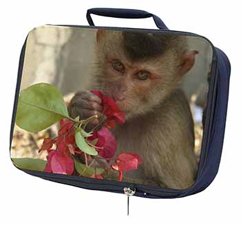 Monkey with Flowers Navy Insulated School Lunch Box Bag