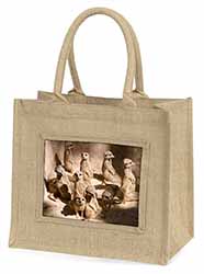 Meerkats Natural/Beige Jute Large Shopping Bag