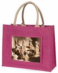 Meerkats Large Pink Jute Shopping Bag