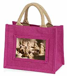 Meerkats Little Girls Small Pink Jute Shopping Bag