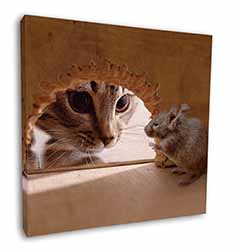 Cat and Mouse Square Canvas 12"x12" Wall Art Picture Print