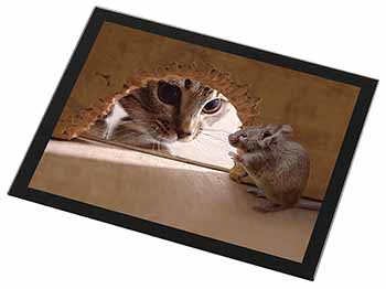 Cat and Mouse Black Rim High Quality Glass Placemat