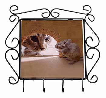 Cat and Mouse Wrought Iron Key Holder Hooks