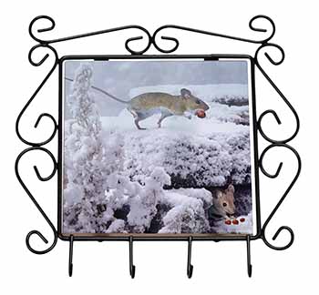 Field Mice, Snow Mouse Wrought Iron Key Holder Hooks