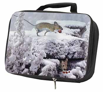 Field Mice, Snow Mouse Black Insulated School Lunch Box/Picnic Bag