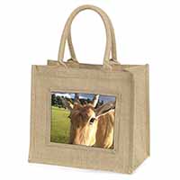 Pretty Antelope Large Natural Jute Shopping Bag Christmas Gift Idea