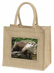 River Otter Natural/Beige Jute Large Shopping Bag