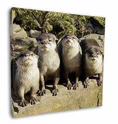 Cute Otters Square Canvas 12"x12" Wall Art Picture Print