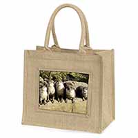 Cute Otters Natural/Beige Jute Large Shopping Bag