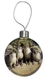 Cute Otters Christmas Bauble