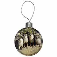 Cute Otters Christmas Bauble