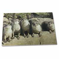 Large Glass Cutting Chopping Board Cute Otters