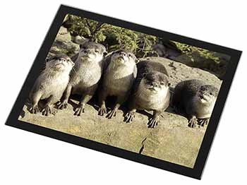 Cute Otters Black Rim High Quality Glass Placemat