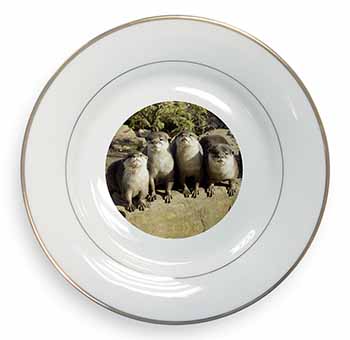 Cute Otters Gold Rim Plate Printed Full Colour in Gift Box