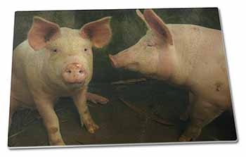 Large Glass Cutting Chopping Board Pigs in Sty