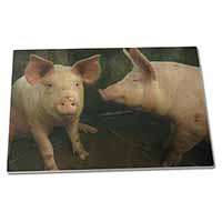 Large Glass Cutting Chopping Board Pigs in Sty