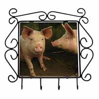 Pigs in Sty Wrought Iron Key Holder Hooks