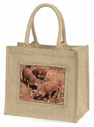 New Baby Pigs Natural/Beige Jute Large Shopping Bag