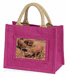 New Baby Pigs Little Girls Small Pink Jute Shopping Bag