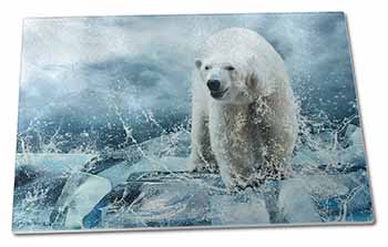 Large Glass Cutting Chopping Board Polar Bear on Ice Water