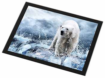 Polar Bear on Ice Water Black Rim High Quality Glass Placemat