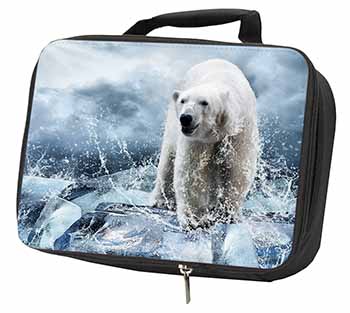 Polar Bear on Ice Water Black Insulated School Lunch Box/Picnic Bag