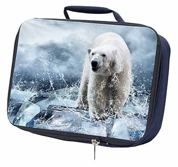 Polar Bear on Ice Water Navy Insulated School Lunch Box/Picnic Bag