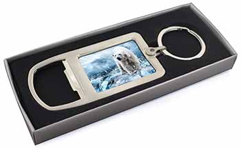 Polar Bear on Ice Water Chrome Metal Bottle Opener Keyring in Box