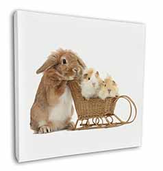 Rabbit and Guinea Pigs Square Canvas 12"x12" Wall Art Picture Print