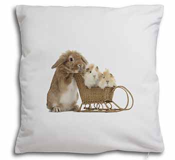 Rabbit and Guinea Pigs Soft White Velvet Feel Scatter Cushion