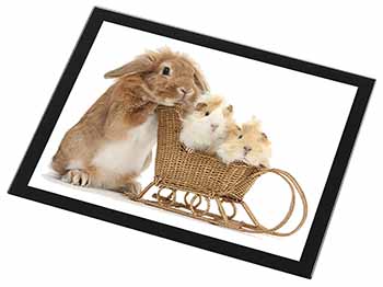 Rabbit and Guinea Pigs Black Rim High Quality Glass Placemat