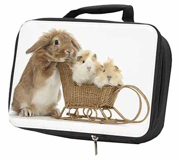 Rabbit and Guinea Pigs Black Insulated School Lunch Box/Picnic Bag