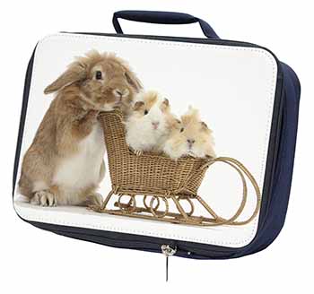 Rabbit and Guinea Pigs Navy Insulated School Lunch Box/Picnic Bag