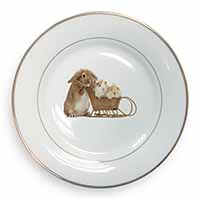 Rabbit and Guinea Pigs Gold Rim Plate Printed Full Colour in Gift Box