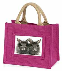 Silver Rabbits Little Girls Small Pink Jute Shopping Bag