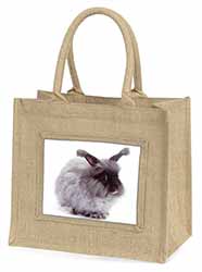 Silver Angora Rabbit Natural/Beige Jute Large Shopping Bag