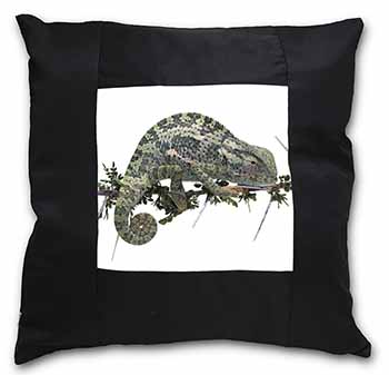 Chameleon Lizard Black Satin Feel Scatter Cushion