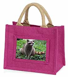 Racoon Lemur Little Girls Small Pink Jute Shopping Bag